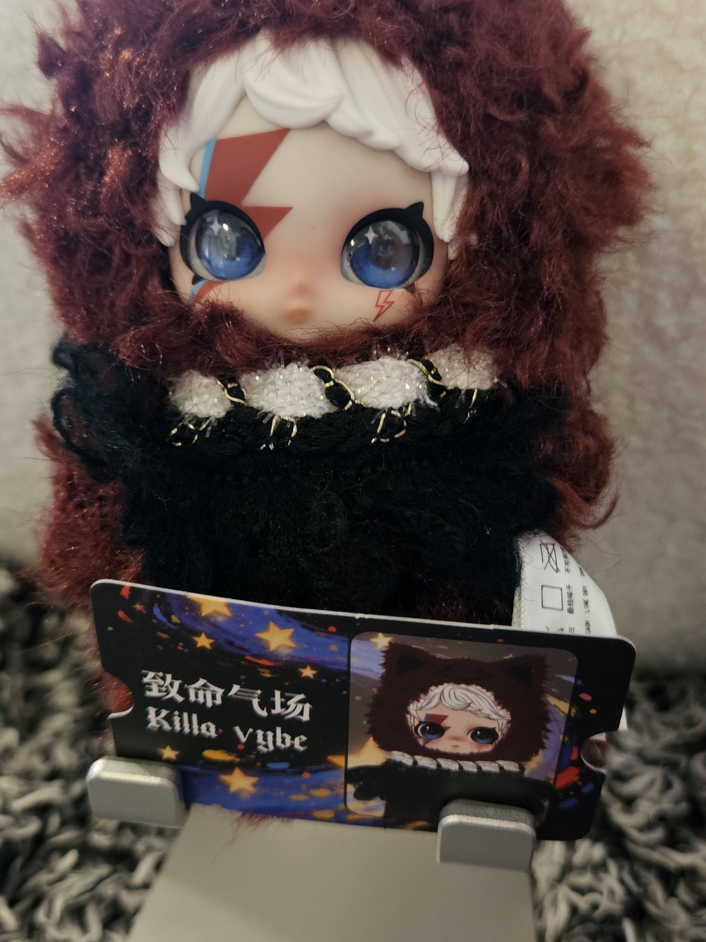 Owen Rockstar- Killa Vybe Plush Doll with Blue Eyes and Burgundy Fur Hood
